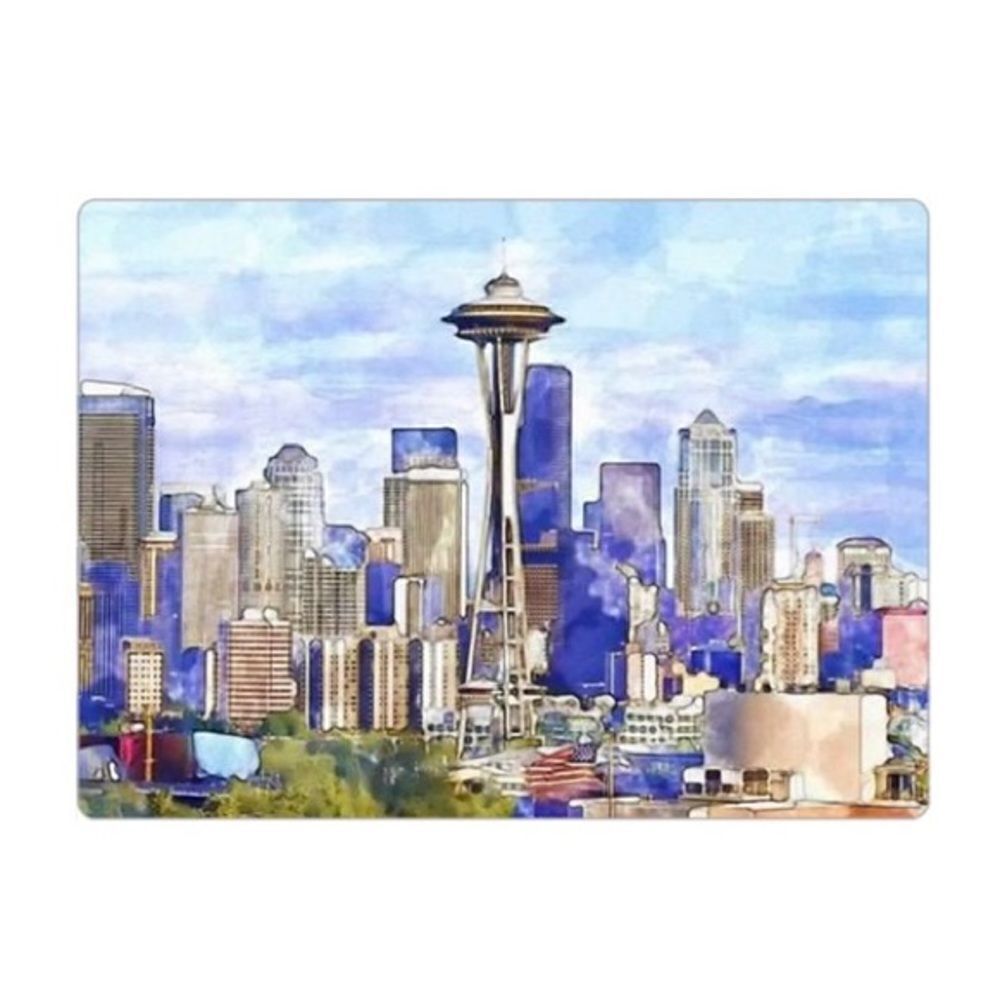 Seattle Skyline Watercolor Magnet